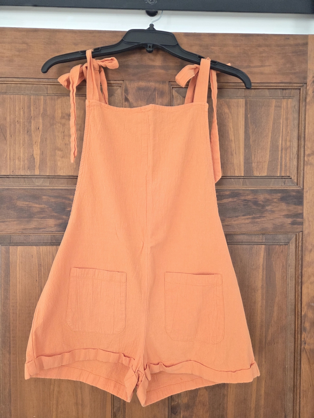 Orange Tie-Shoulder One-Piece Romper